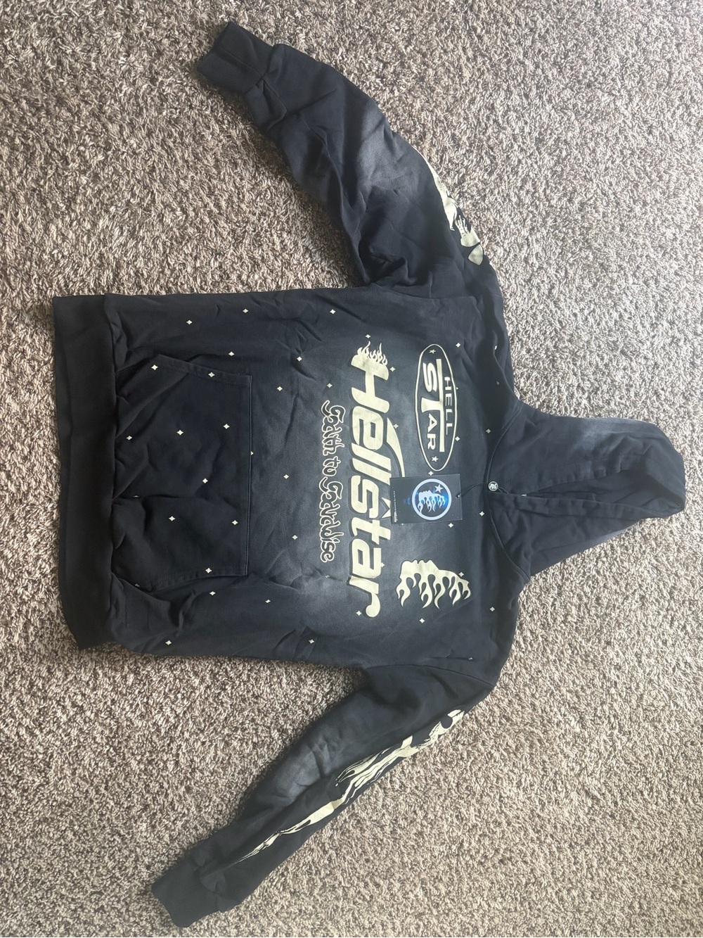 Kids Black Hellstar Graphic Hooded Puffer Jacket